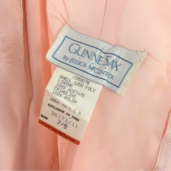 Gunne Sax Jessica McClintock Strapless Pink Glitter Sequin Lace Dress Nylon 7/8 - Picture 9 of 16